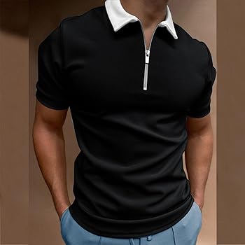 Amazon.com: WUAI Zipper Polo Shirts for Men Big and Tall